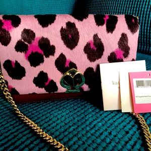 Kate Spade Nicola haircalf twist lock chain wallet handbag